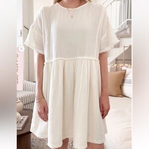 Neutral Ground Free Falling Cotton Mini Dress Oversized Tiered Gauze Medium